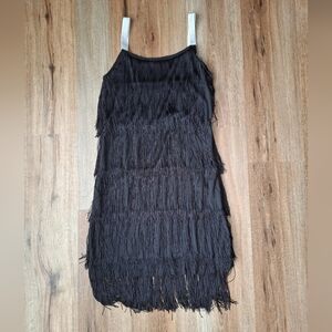 Flapper Dress Black Fringe 20's Retro Original Vintage NYE